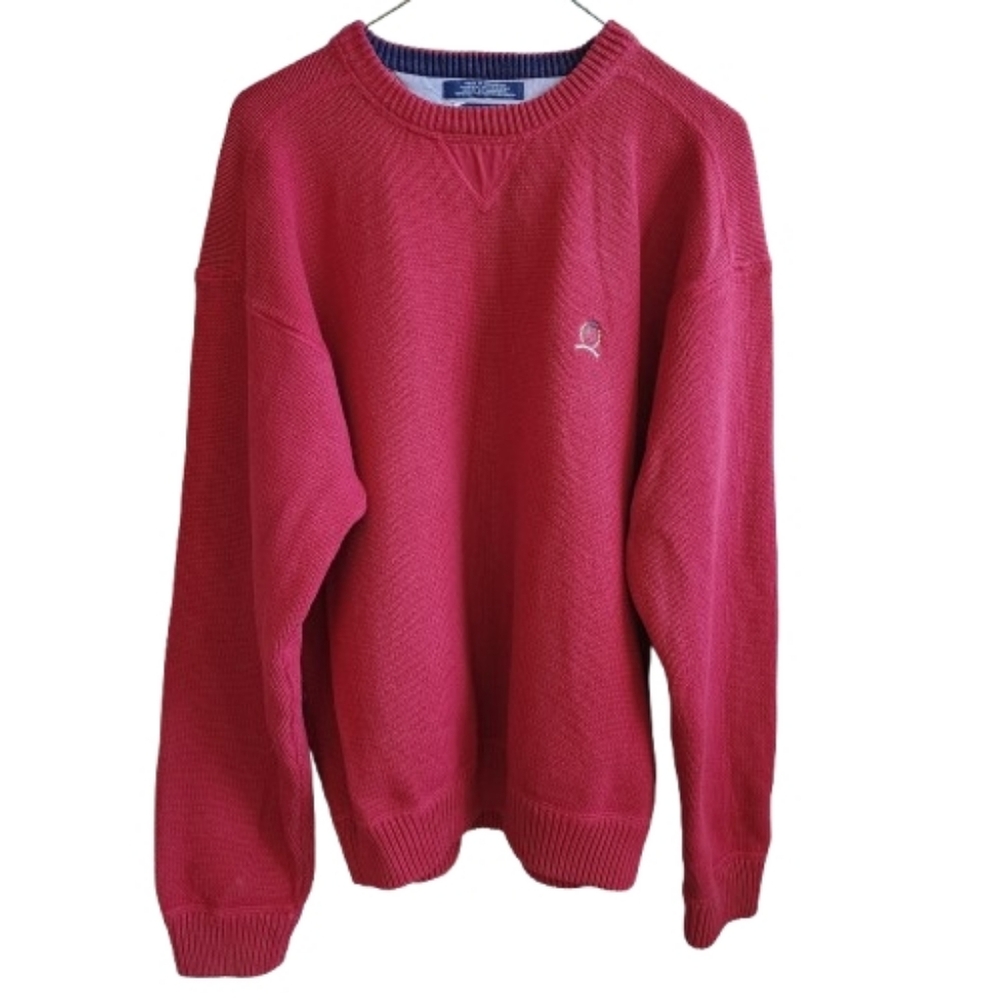 Mens XL Tommy Hilfiger Academia Red Classic Crewneck Pullover Sweater